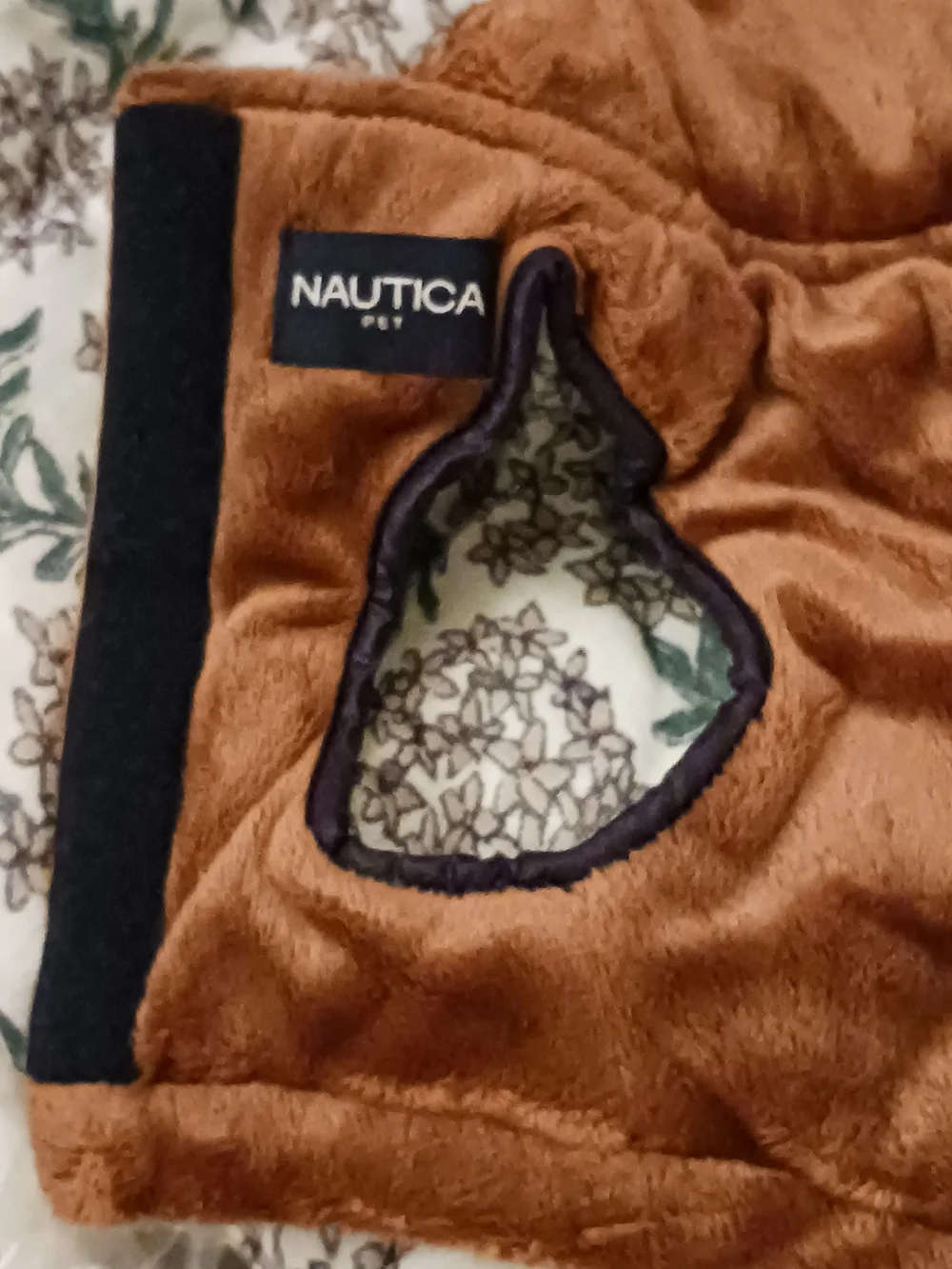 Nautica Quilted Fleece Plush Navy Dog Coat with Hood